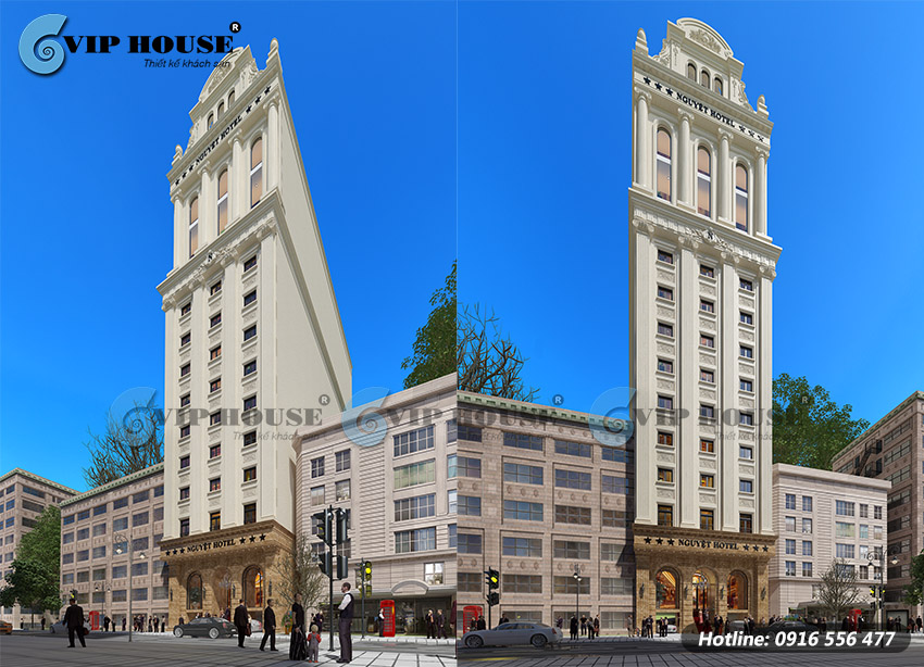 Kiến trúc đầy ấn tượng của mẫu thiết kế khách sạn 13 tầng kiểu Pháp