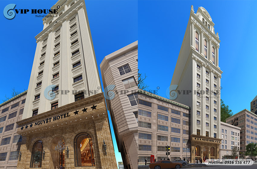 Các góc nhìn cho thấy rõ nét đường nét kiến trúc tinh tế của khách sạn 13 tầng tại Hà Tĩnh